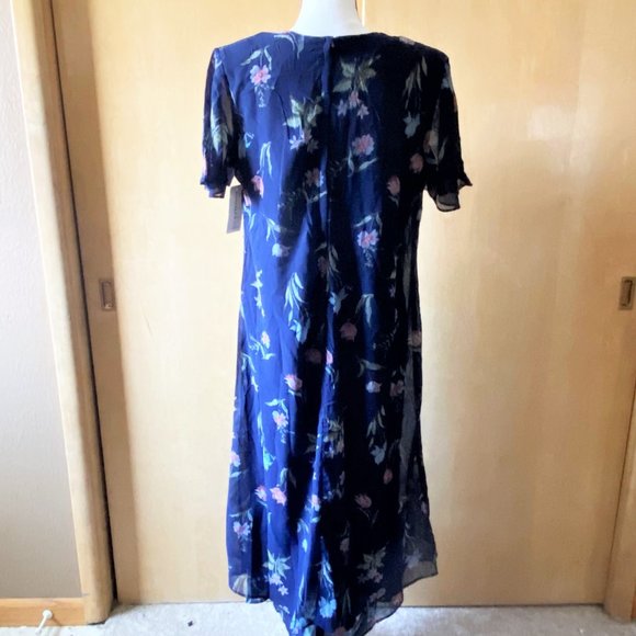 NWT Sz M Kamali & Ci Blue Floral Lined Dress - Picture 4 of 5